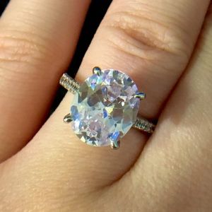 Swetelove White Sapphire Oval Engagement Ring